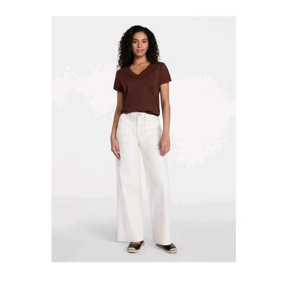 Wide Leg Utility Trousers Womens Size 18 Ivory High Rise New - Picture 9 of 11